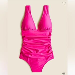 J. Crew Hot Pink Ruched One-Piece Swimsuit